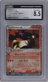 Typhlosion ex from the 2003 Pokemon EX set graded by CSG and given an overall grade of 8.5.