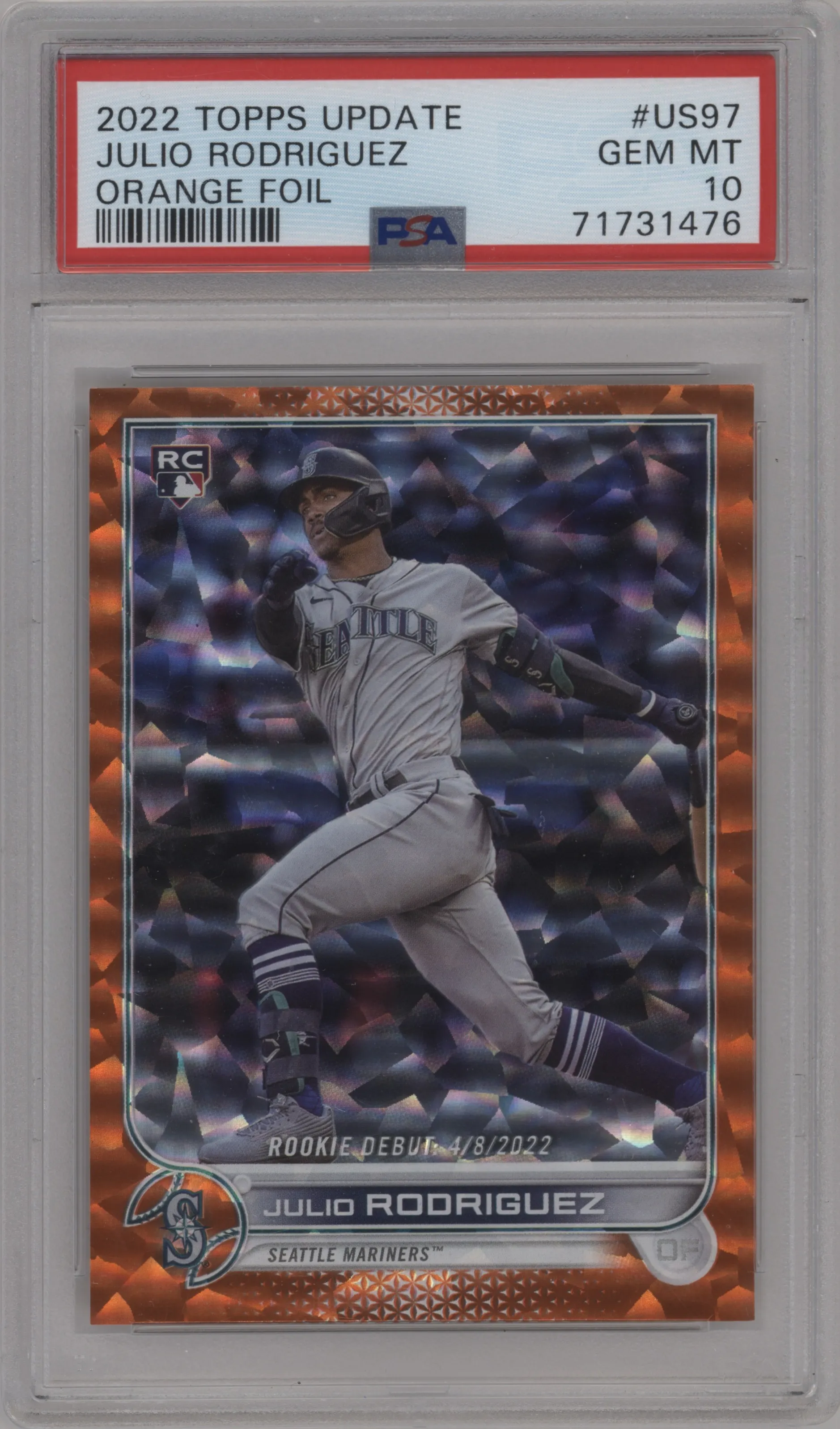 2022 Topps Update Julio Rodriguez Orange Foil PSA 10