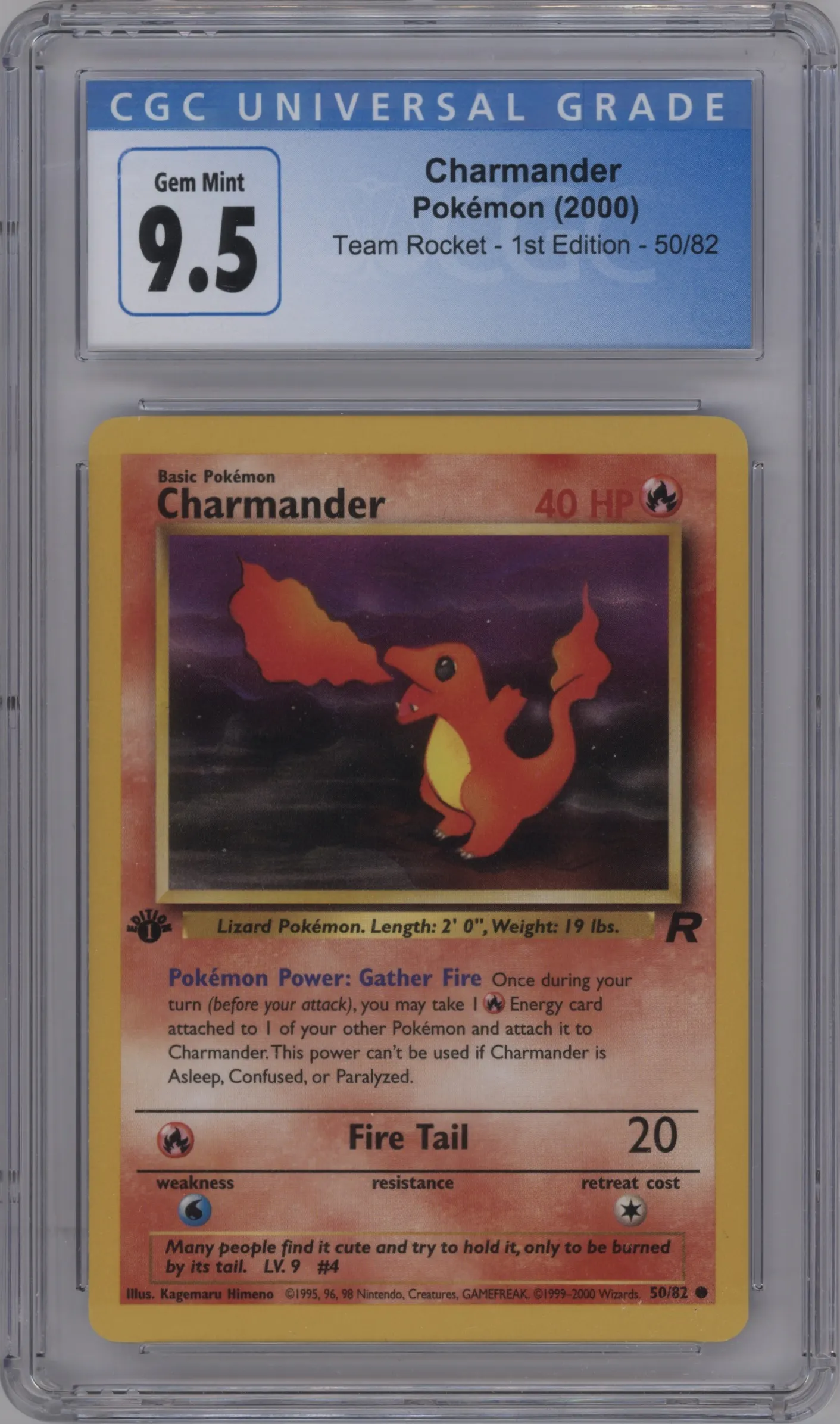 2000 Pokemon Team Rocket Charmander #50 CGC 9.5