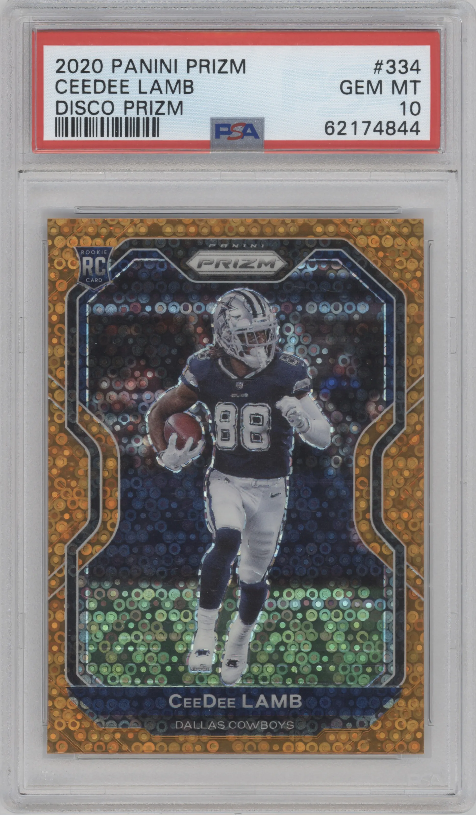 2020 Panini Prizm CeeDee Lamb Disco #334 PSA 10