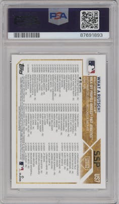Adley Rutschman from the 2023 Topps Update set featuring a SSP parallel graded by PSA and given an overall grade of 10.