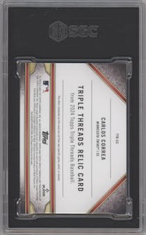 Carlos Correa from the 2024 Topps Triple Threads set graded by SGC and given an overall grade of 8.