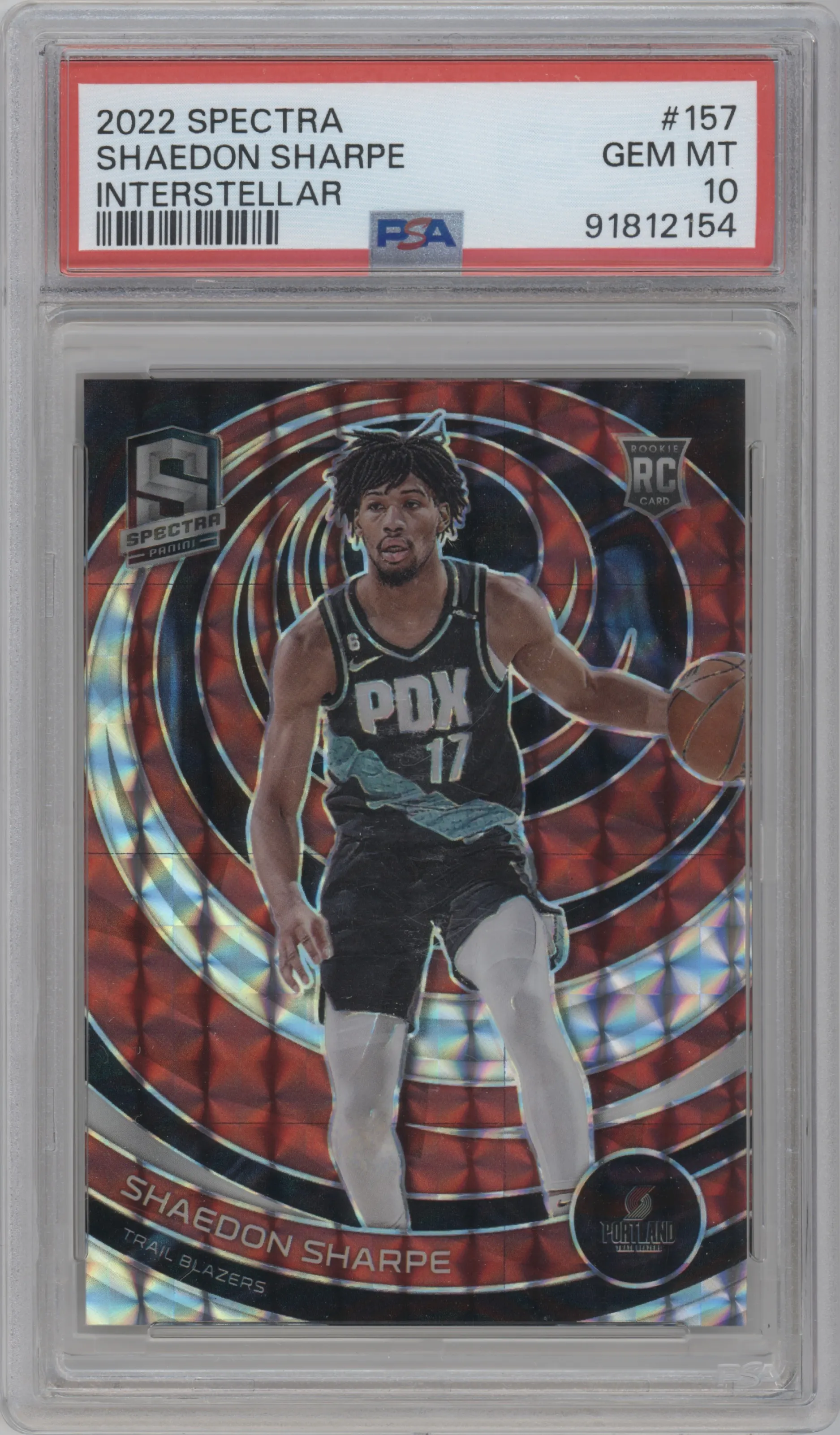 2022 Panini Spectra Shaedon Sharpe Interstellar #157 PSA 10