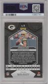 Jordan Love from the 2024 Panini Mosaic set featuring a Orange Fluorescent parallel graded by PSA and given an overall grade of 9.
