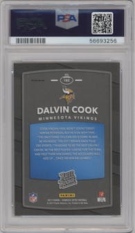 Dalvin Cook from the 2017 Panini Donruss Optic set featuring a Red/Yellow parallel graded by PSA and given an overall grade of 10.