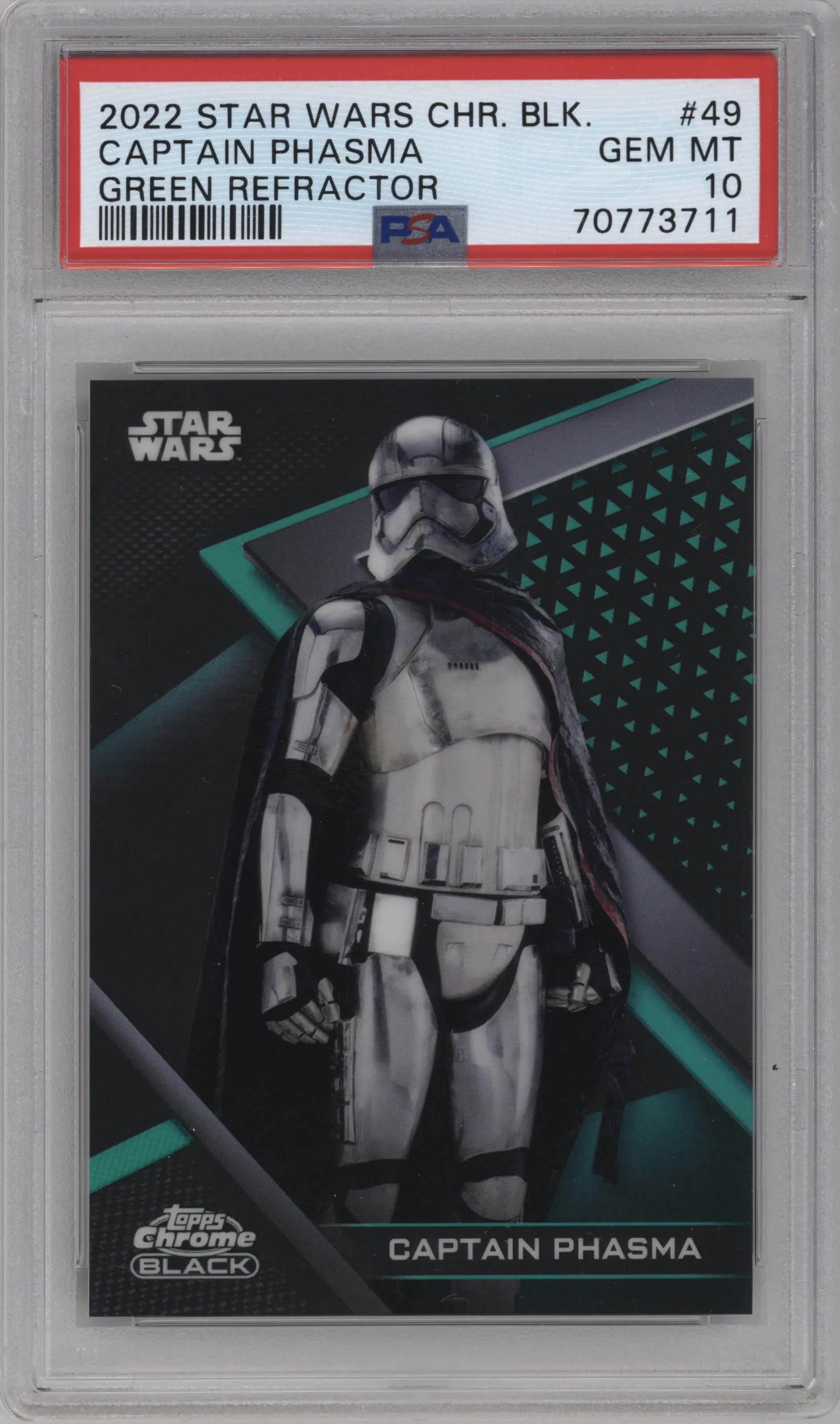 2022 Topps Star Wars Chrome Black Captain Phasma Green Refractor PSA 10