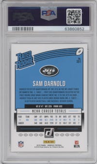 Sam Darnold from the 2018 Panini Donruss set graded by PSA and given an overall grade of 10.