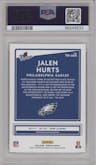 Jalen Hurts from the 2020 Panini Donruss set graded by PSA and given an overall grade of 10.
