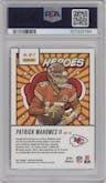 Patrick Mahomes II from the 2021 Panini Prestige set featuring a Xtra Points Red parallel graded by PSA and given an overall grade of 9.