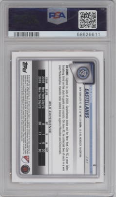 Valentin Castellanos from the 2020 Bowman MLS set featuring a Orange parallel graded by PSA and given an overall grade of 10.