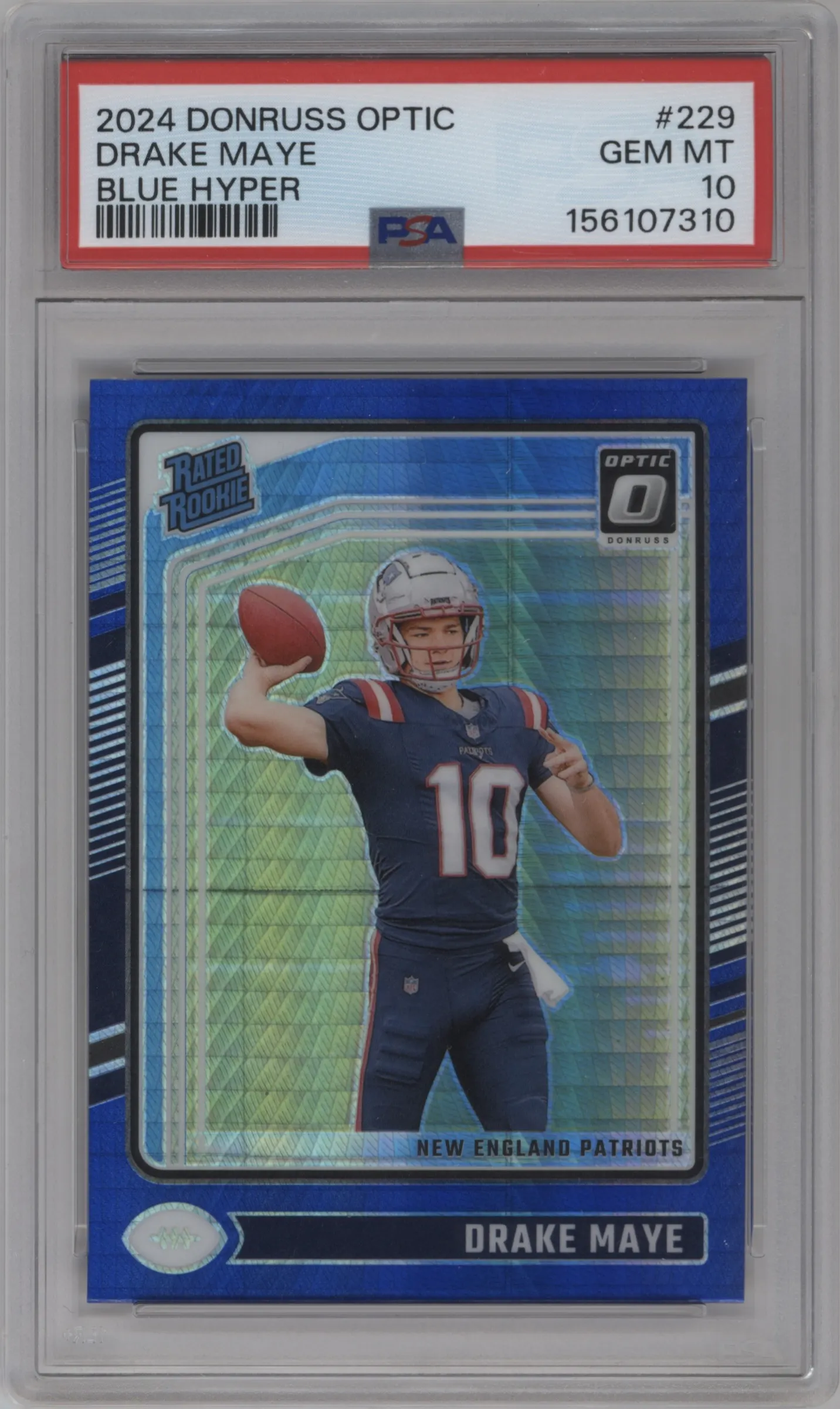2024 Donruss Optic Rated Rookie Drake Maye Hyper Blue #229 PSA 10