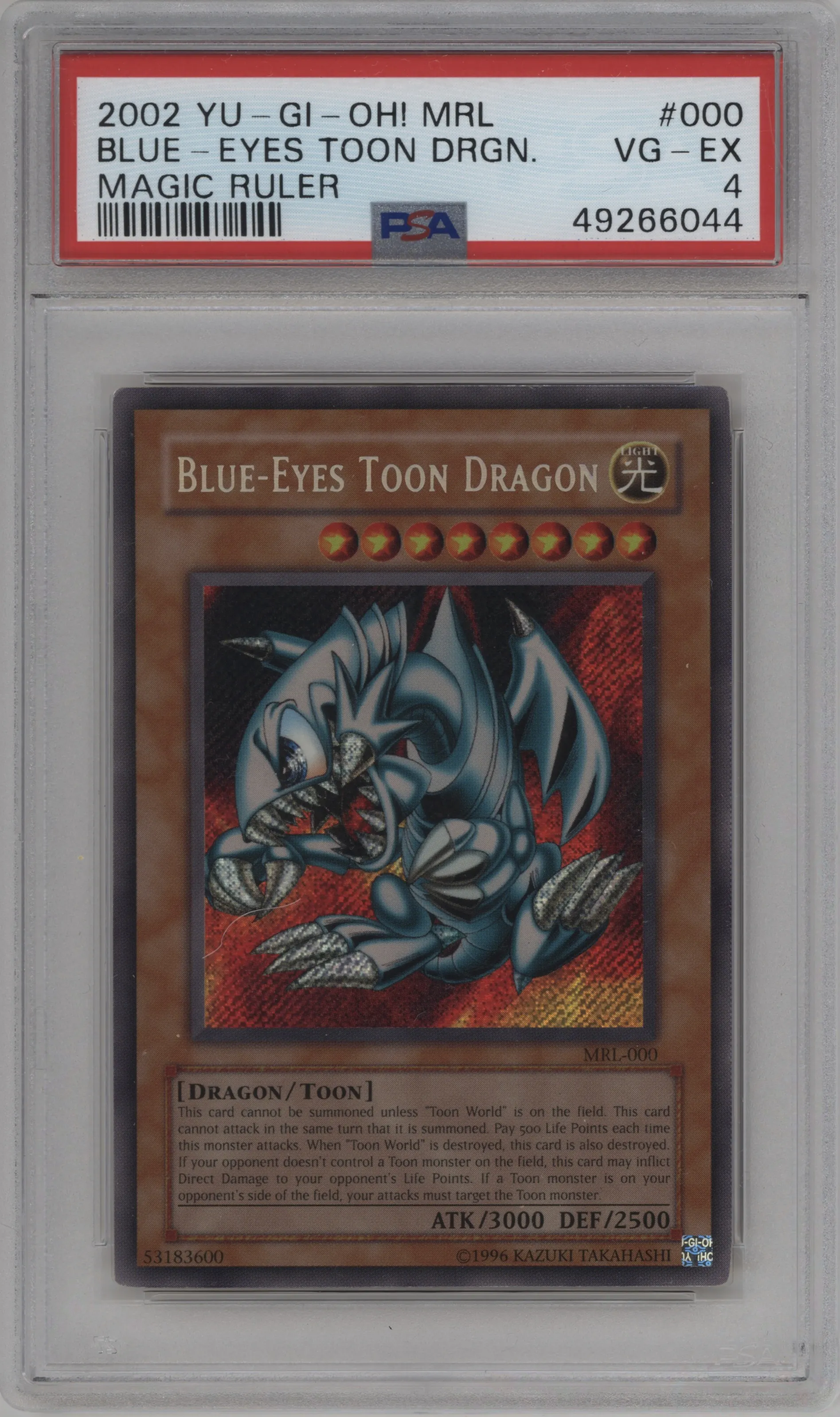 2002 Yu-Gi-Oh! Magic Ruler Blue-Eyes Toon Dragon #MRL-000 PSA 4