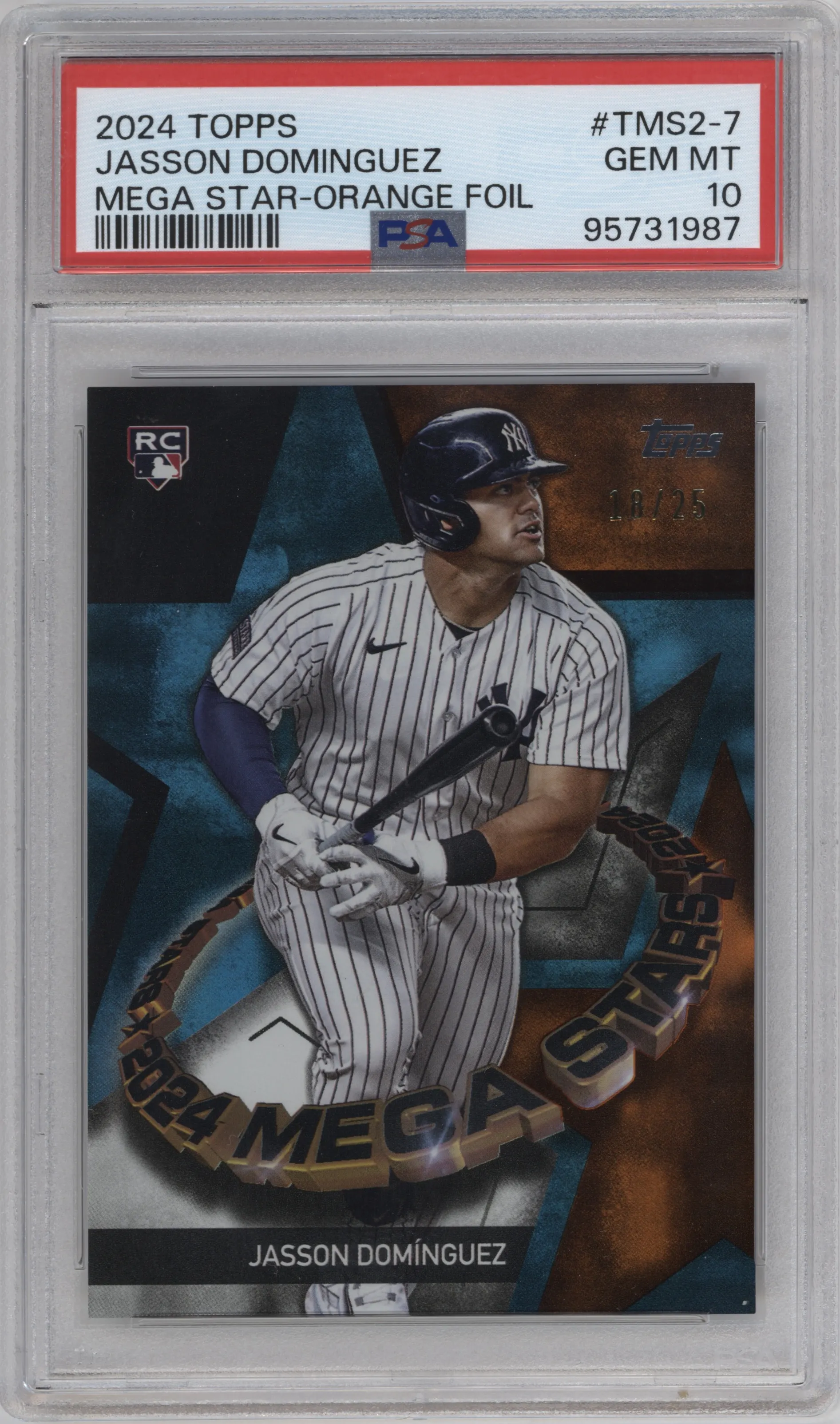 2024 Topps Mega Stars Jasson Dominguez Orange Foil PSA 10
