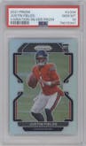 Justin Fields from the 2021 Panini Prizm set featuring a Silver Prizm parallel graded by PSA and given an overall grade of 10.