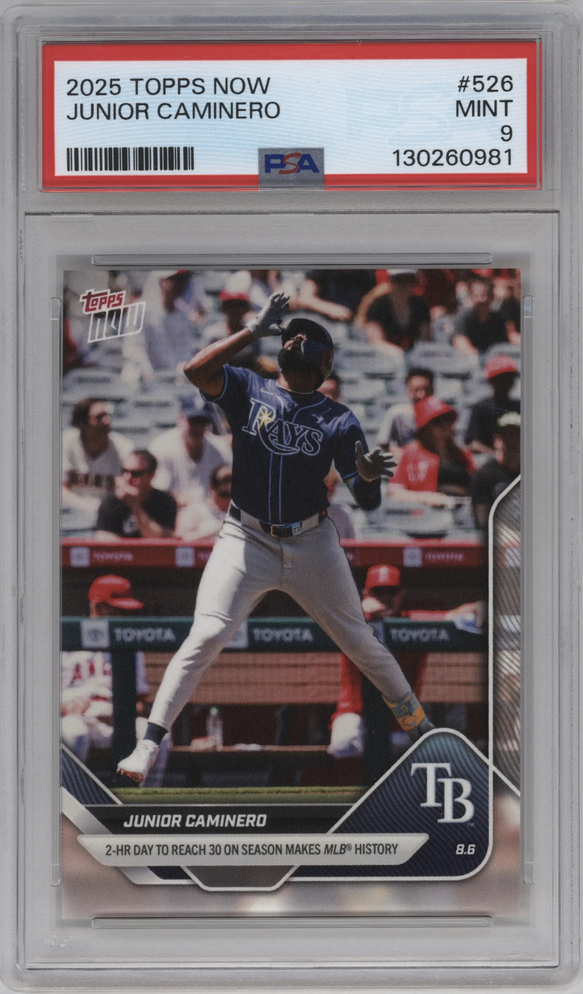 2025 Topps Now Junior Caminero #526 PSA 9