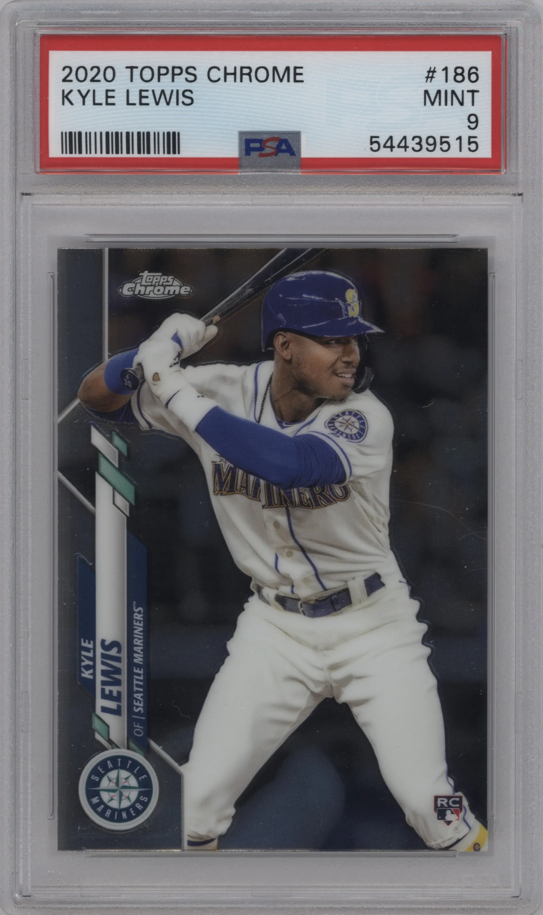 2020 Topps Chrome Kyle Lewis #186 PSA 9