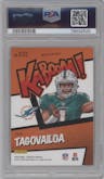Tua Tagovailoa from the 2020 Panini Absolute set graded by PSA and given an overall grade of 10.