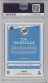 Tua Tagovailoa from the 2020 Panini Donruss Optic set featuring a Blue Scope parallel graded by PSA and given an overall grade of 10.