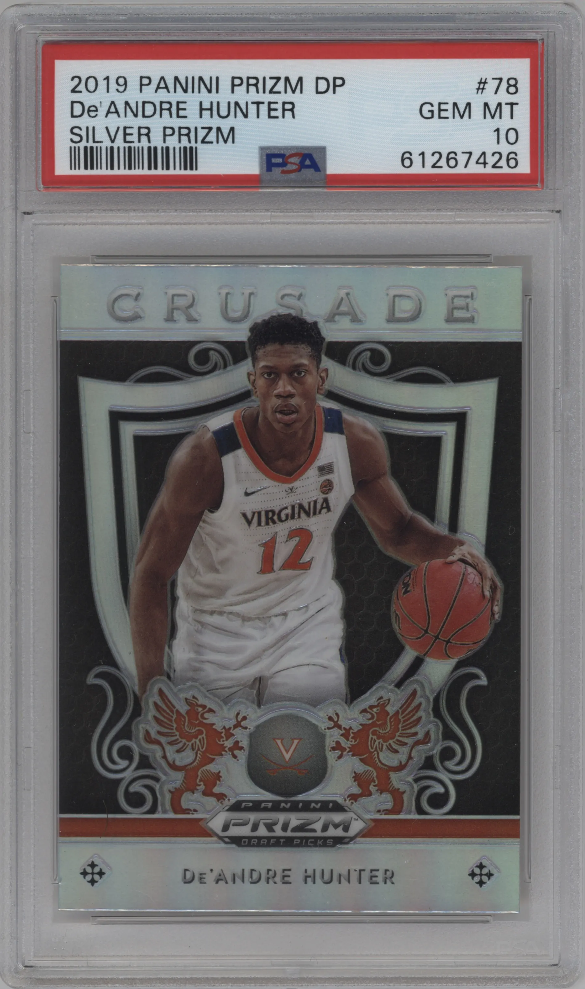 2019 Panini Prizm Draft Picks Crusade De'Andre Hunter Silver Prizm PSA 10