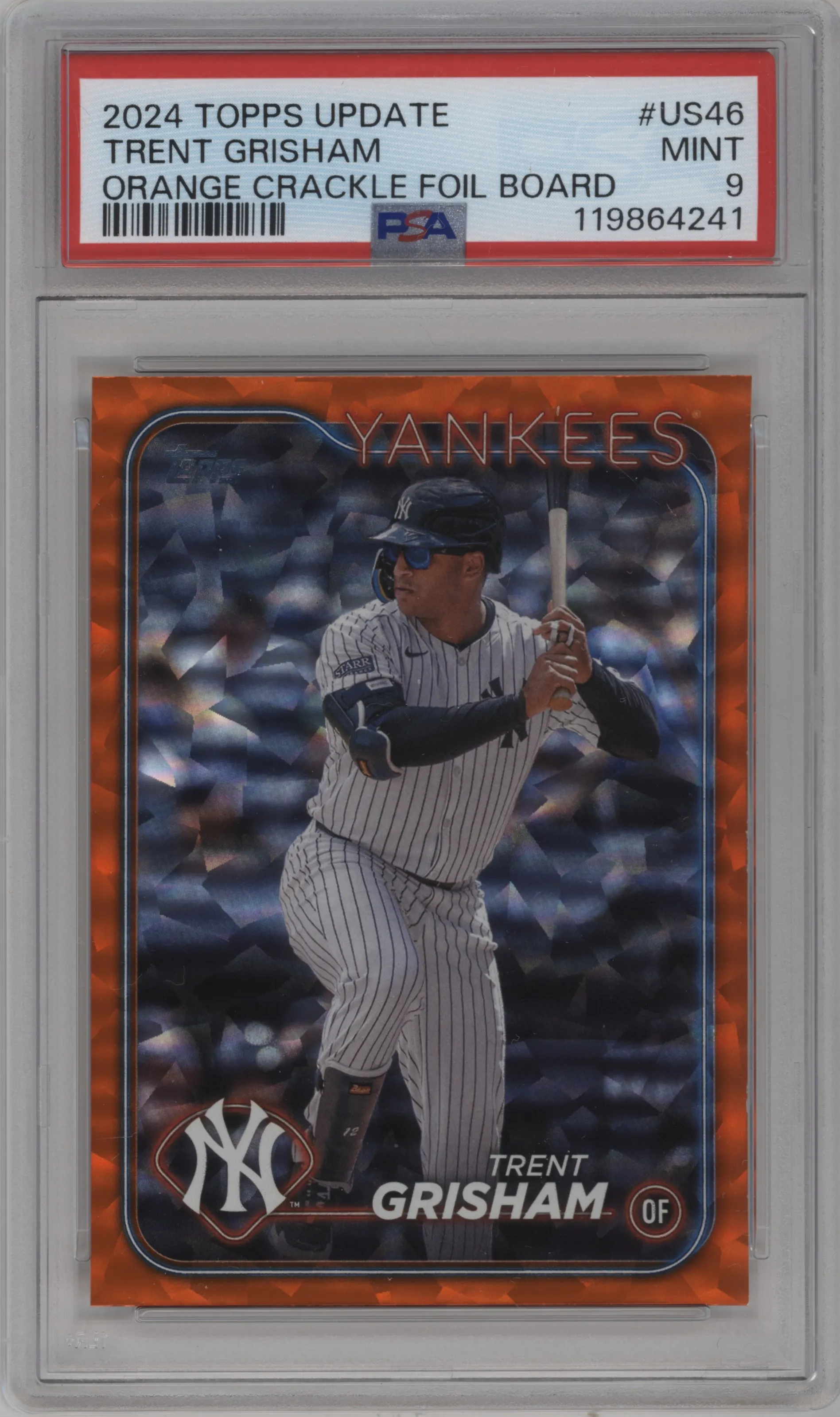 2024 Topps Update Trent Grisham Orange Crackle Foilboard #US46 PSA 9