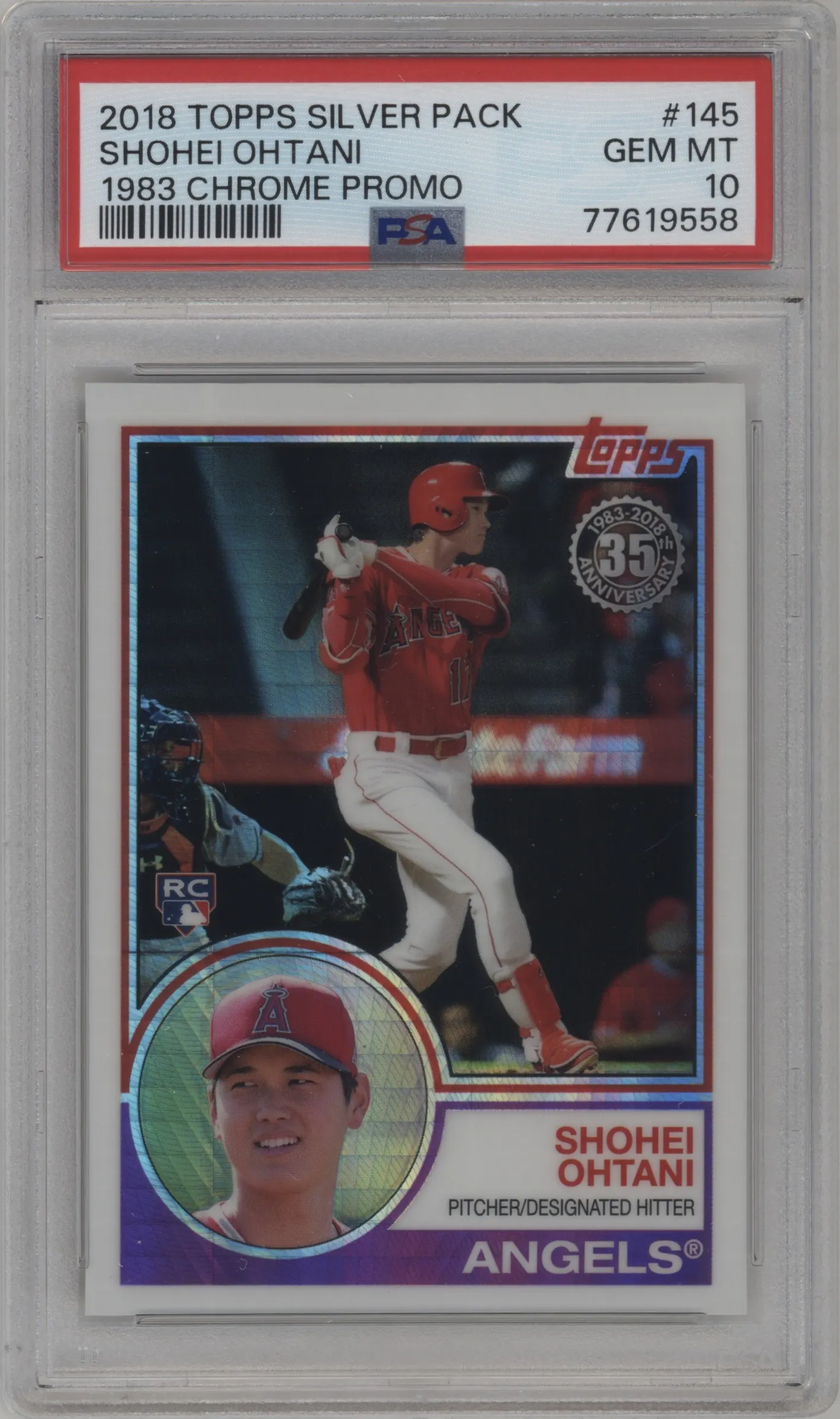 2018 Topps Silver Pack '83 Chrome Promo Shohei Ohtani #145 PSA 10