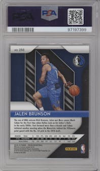 Jalen Brunson from the 2018-19 Panini Prizm set graded by PSA and given an overall grade of 9.