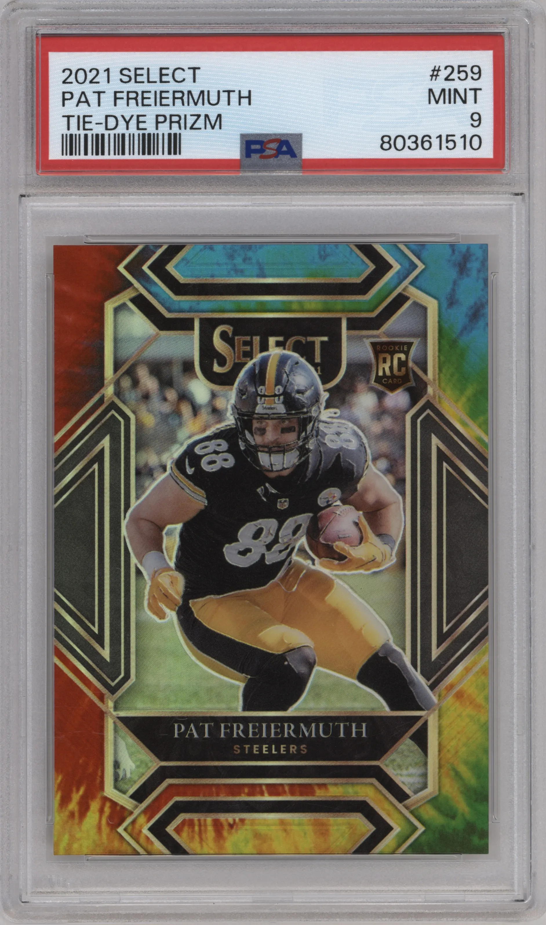 2021 Panini Select Club Lvl. Pat Freiermuth Tie-Dye PSA 9
