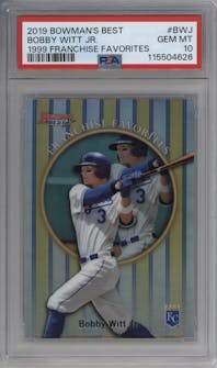 Bobby Witt Jr. from the 2019 Bowman’s Best set graded by PSA and given an overall grade of 10.