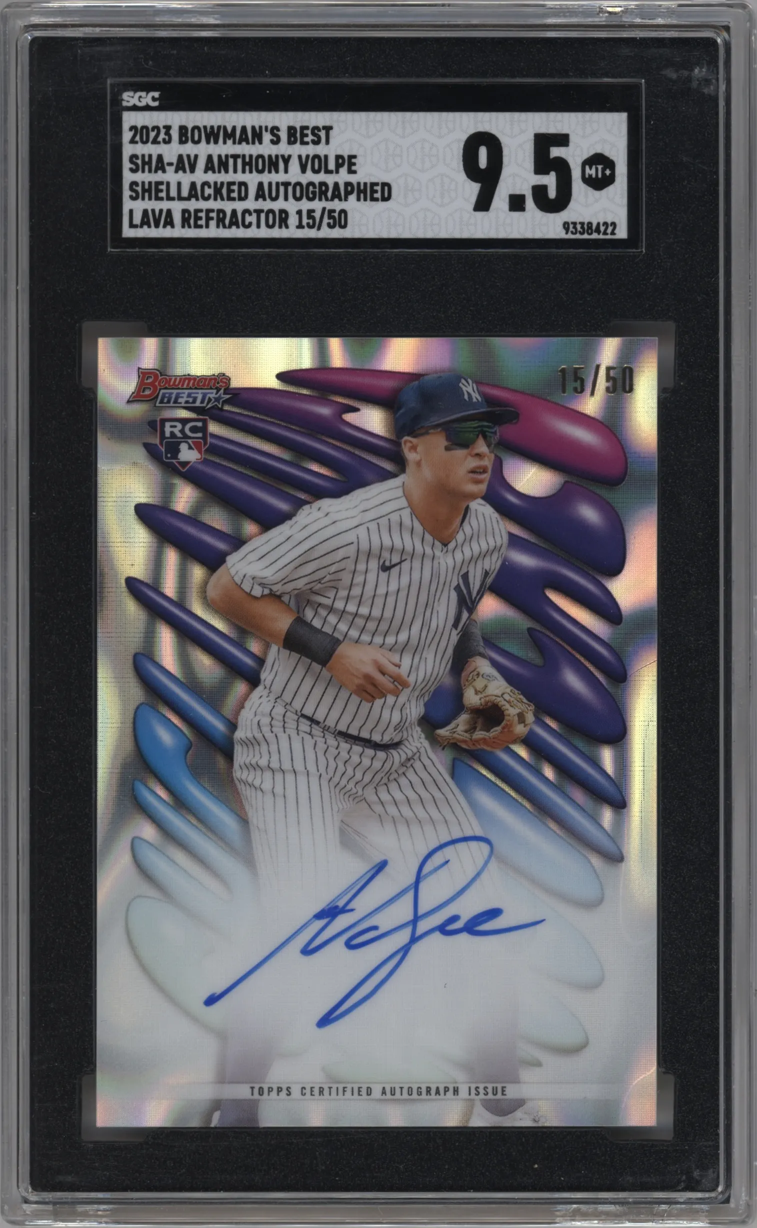 2023 Bowman's Best Shellacked Auto Anthony Volpe Lava Refractor #SHA-AV SGC 9.5