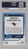 Marvin Harrison Jr. from the 2024 Donruss set featuring a Red Wave parallel graded by PSA and given an overall grade of 10.