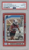 Marvin Harrison Jr. from the 2024 Donruss set featuring a Red Wave parallel graded by PSA and given an overall grade of 10.