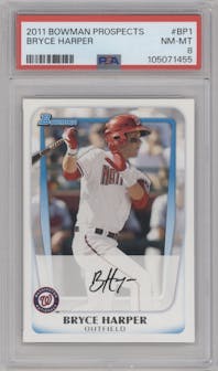 Bryce Harper from the 2011 Bowman set graded by PSA and given an overall grade of 8.