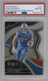 Sam LaPorta from the 2023 Panini Select set featuring a Die-Cut Black/Red parallel graded by PSA and given an overall grade of 10.