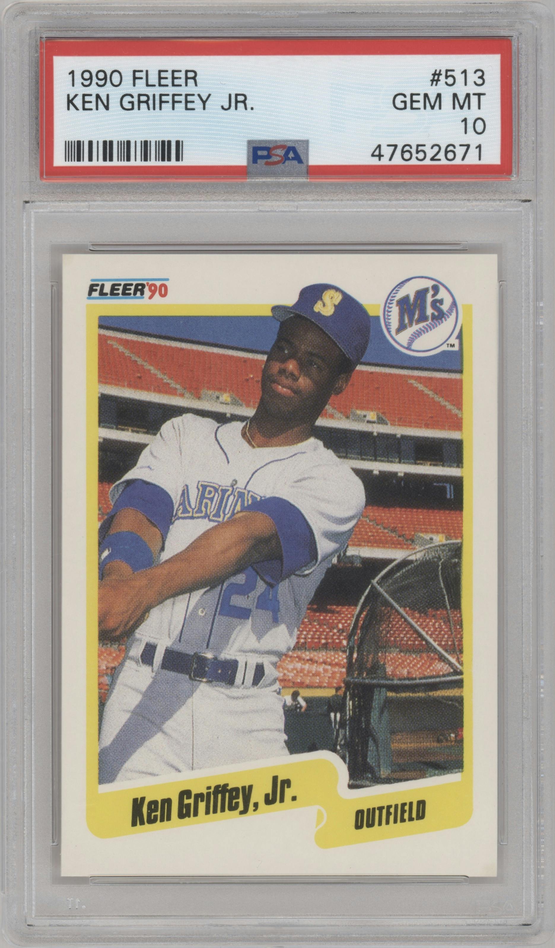Ken Griffey Jr. from the 1990 Fleer  set graded by PSA and given an overall grade of 10.