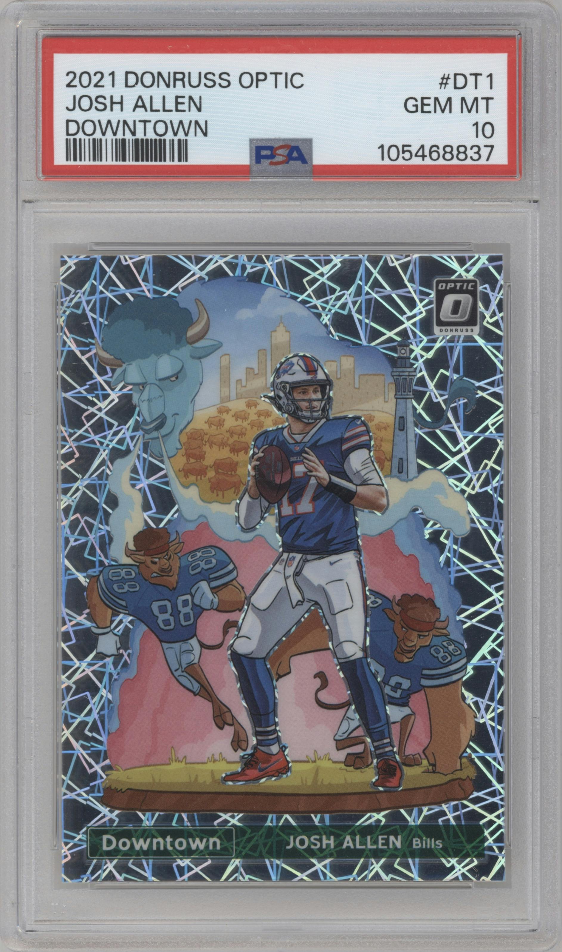 Josh Allen from the 2021 Panini Donruss Optic set graded by PSA and given an overall grade of 10.