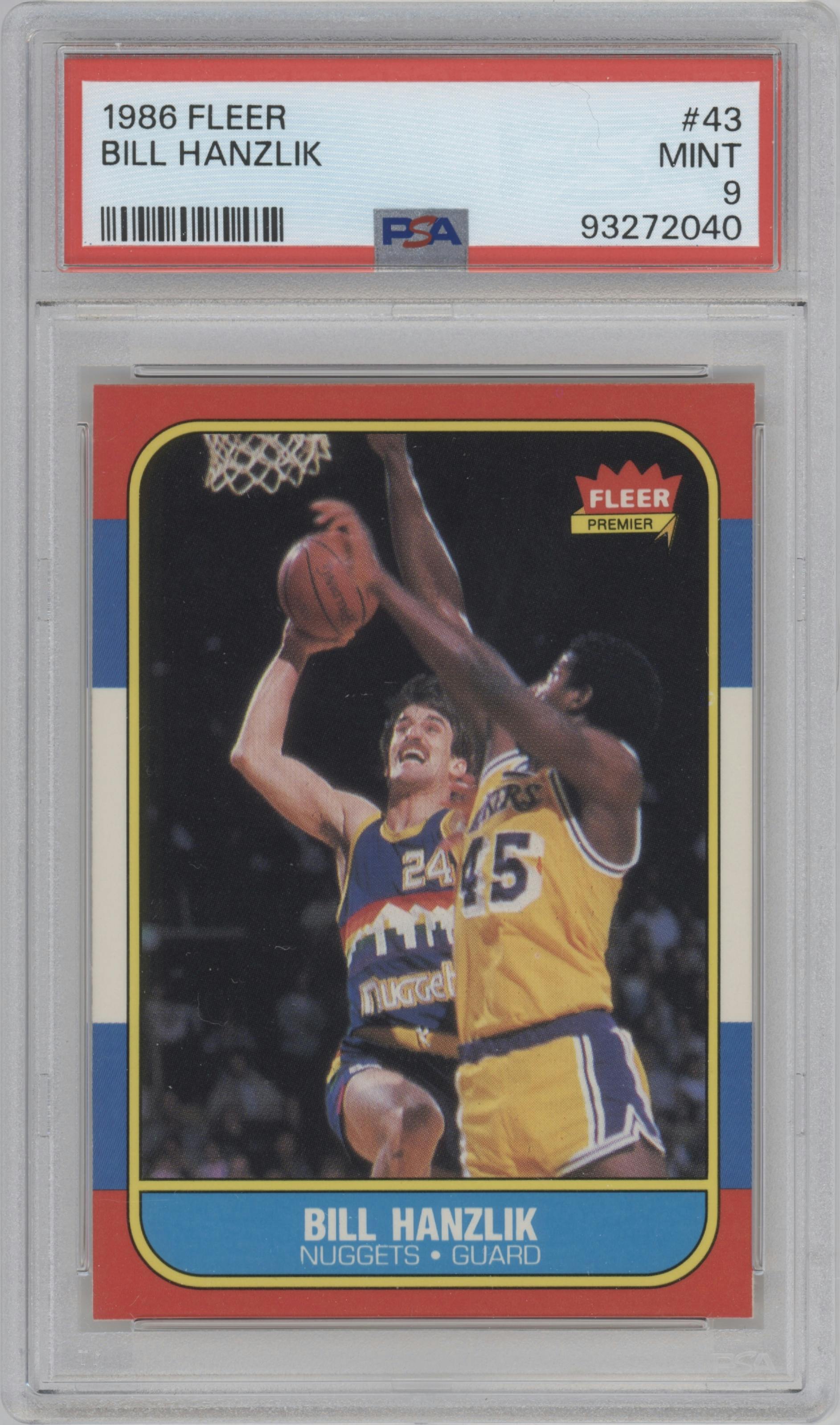 Bill Hanzlik from the 1986-87 Fleer set graded by PSA and given an overall grade of 9.