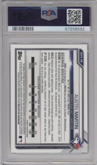 Austin Martin from the 2021 Bowman Sapphire Edition set graded by PSA and given an overall grade of 9.