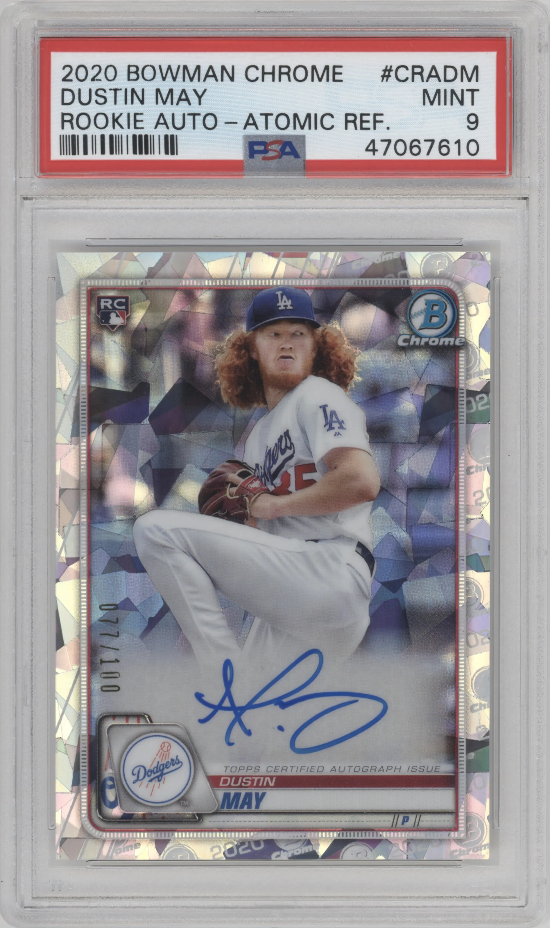 2020 Bowman Chr.Rke.Auto Dustin May Atomic Refractor PSA 9