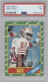 Jerry Rice from the 1986 Topps set graded by PSA and given an overall grade of 7.