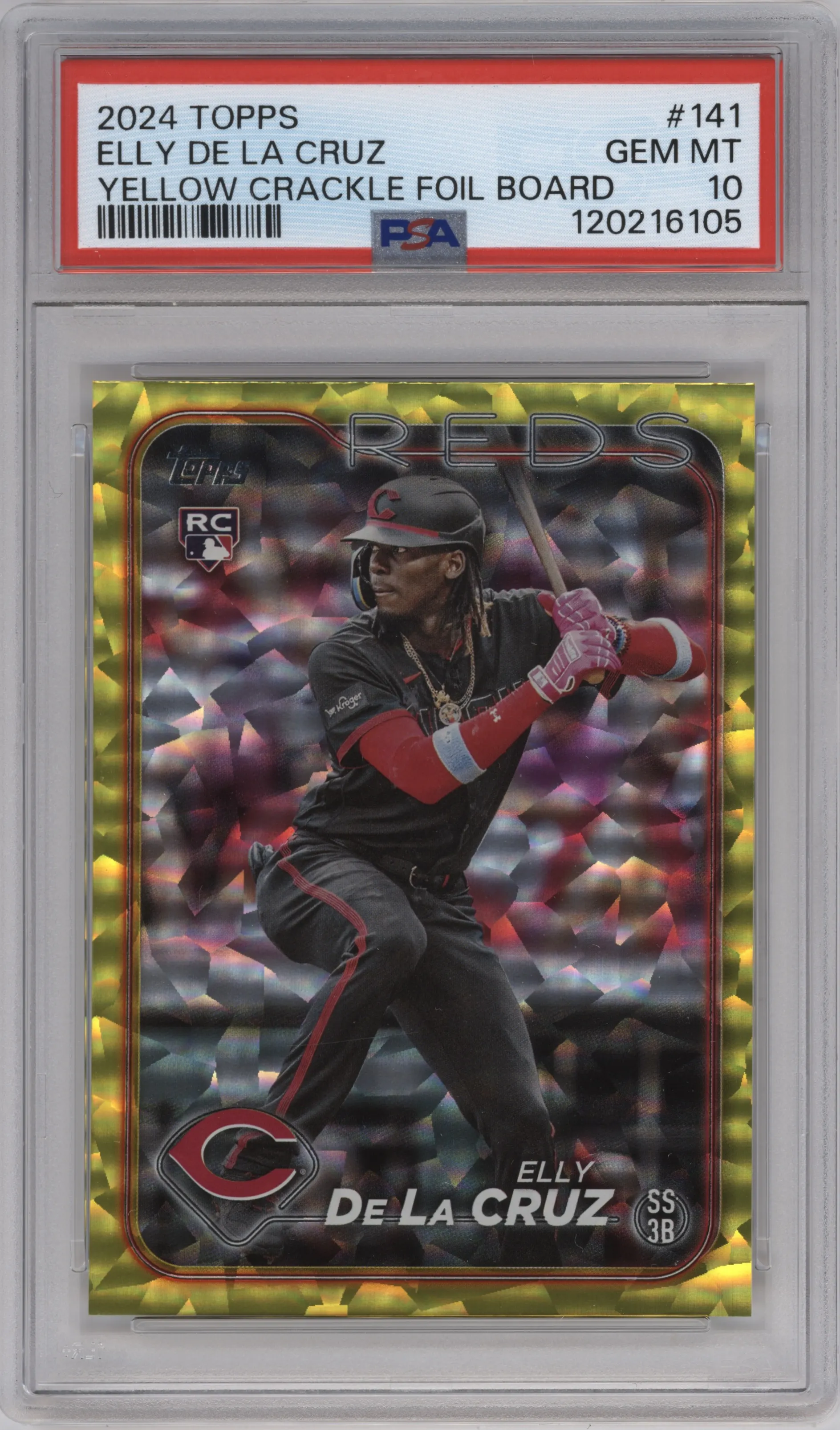 2024 Topps Elly De La Cruz Yellow Crackle Foil #141 PSA 10