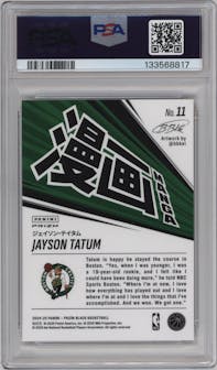 Jayson Tatum from the 2024-25 Panini Prizm Black set graded by PSA and given an overall grade of 10.
