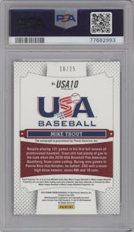 Mike Trout from the 2013 Panini Prizm set featuring a Base Prizm Signatures parallel graded by PSA and given an overall grade of 9.