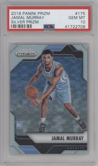Jamal Murray from the 2016-17 Panini Prizm  set featuring a Silver Prizm parallel graded by PSA and given an overall grade of 10.
