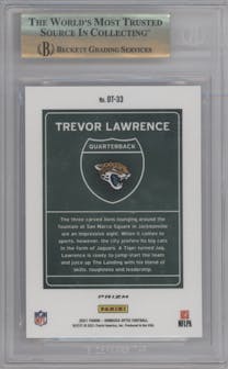 Trevor Lawrence from the 2021 Panini Donruss Optic set graded by Beckett and given an overall grade of 9.5.