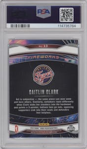 Caitlin Clark from the 2024 Panini Prizm WNBA set graded by PSA and given an overall grade of 10.