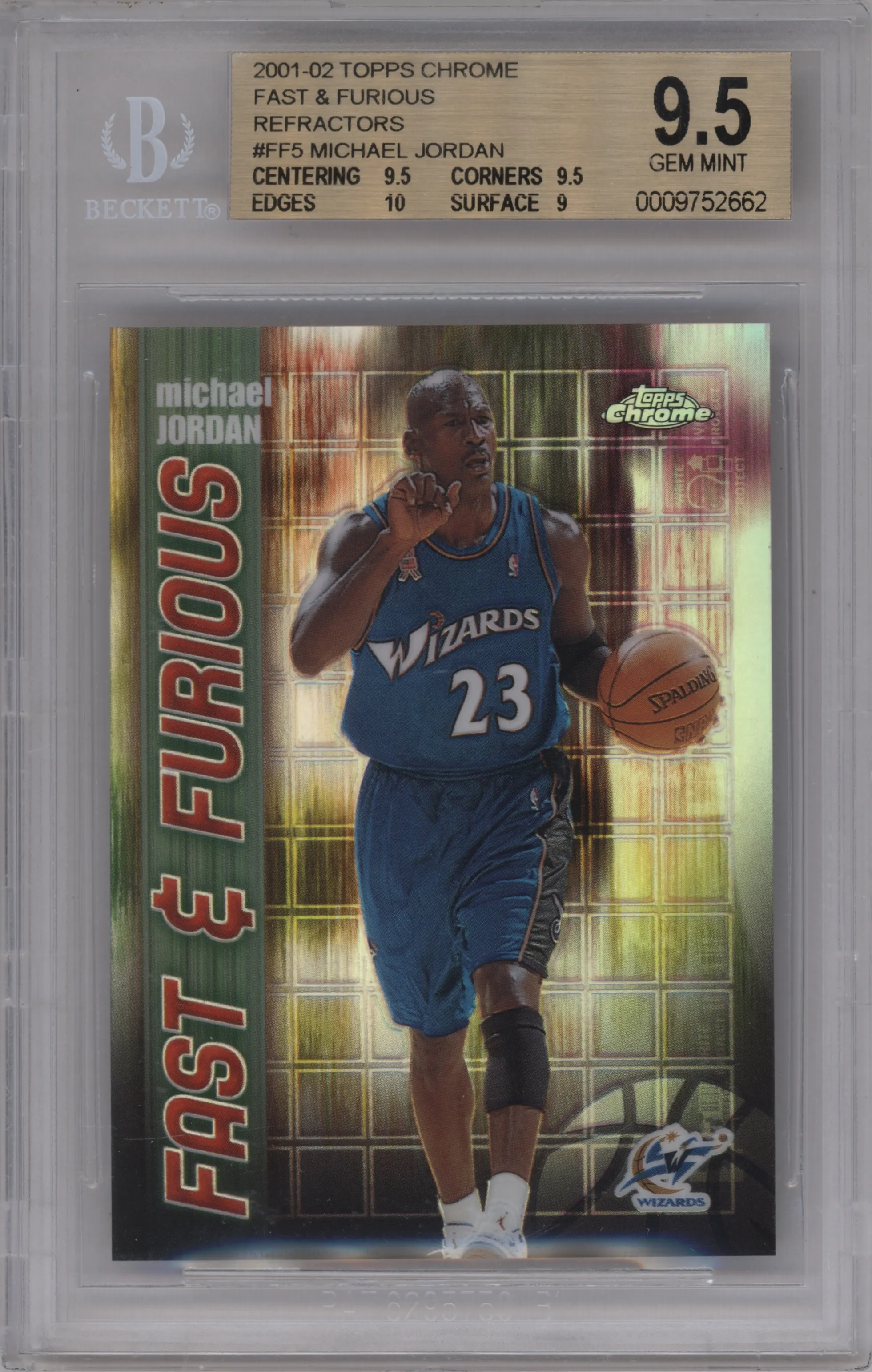 2001 Topps Chrome Fast and Furious Michael Jordan Refractor #FF05 BGS 9.5