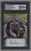 Jerry West from the 2020-21 Panini Prizm set featuring a Gold parallel graded by SGC and given an overall grade of 9.