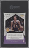 Jerry West from the 2020-21 Panini Prizm set featuring a Gold parallel graded by SGC and given an overall grade of 9.