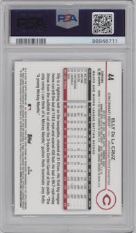 Elly De La Cruz from the 2024 Topps Chrome set graded by PSA and given an overall grade of 9.