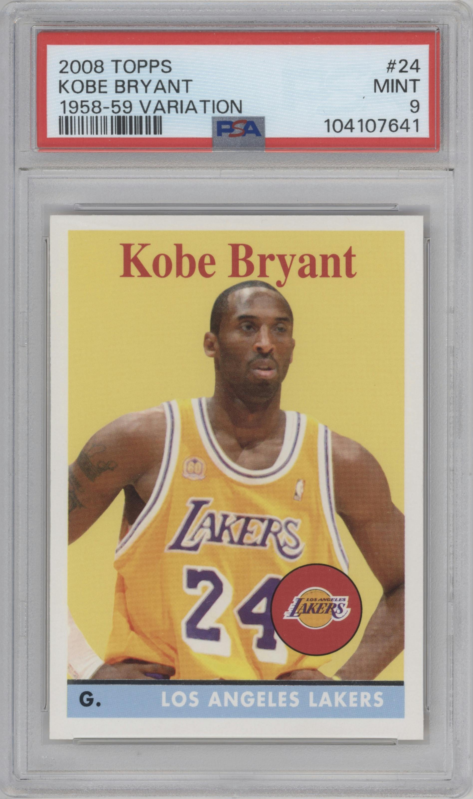Kobe Bryant from the 2008-09 Topps set graded by PSA and given an overall grade of 9.